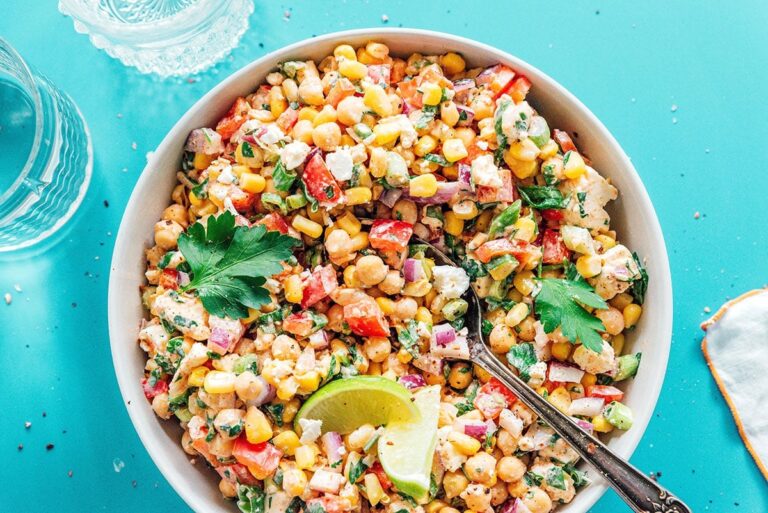 Ensalada Fácil de Garbanzos y Maíz
