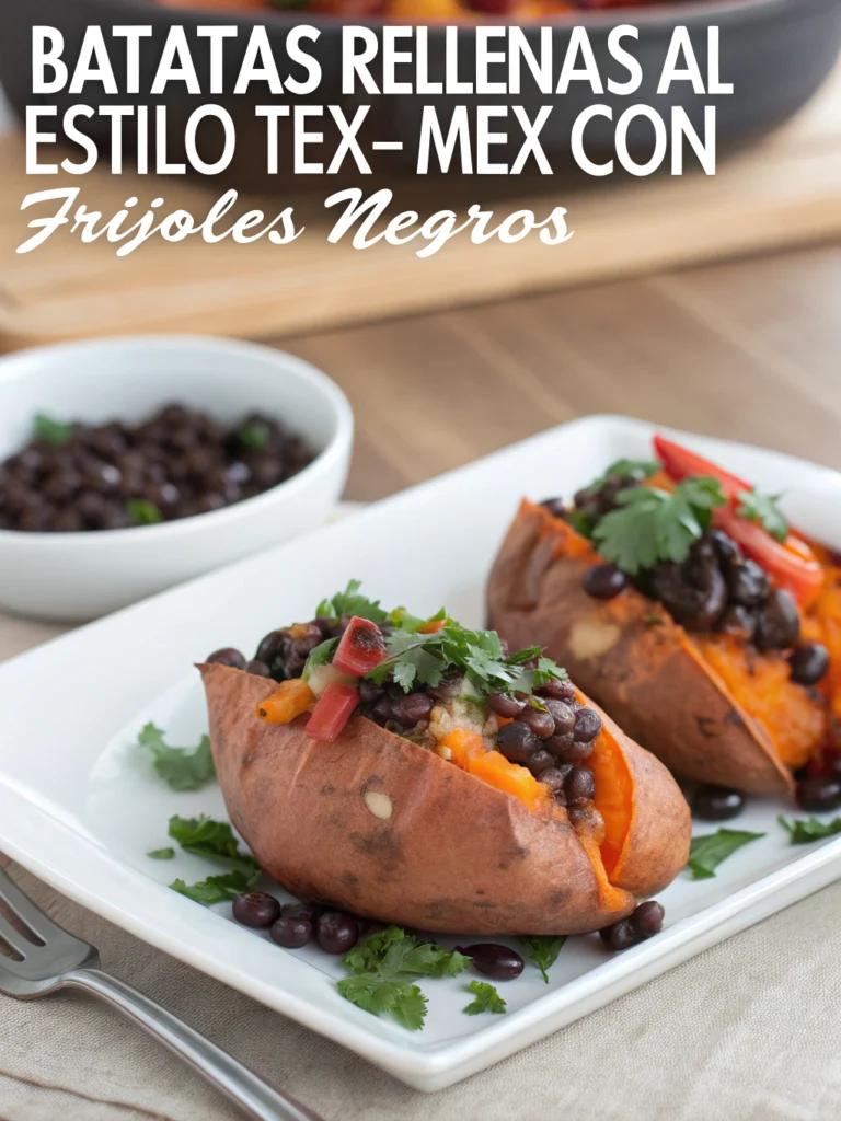 Batatas rellenas al estilo Tex-Mex con frijoles negros